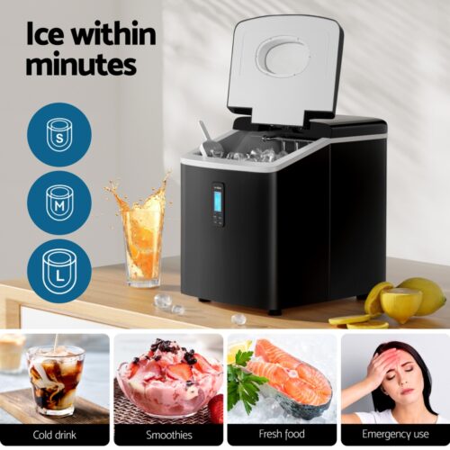 Devanti 15kg Ice Maker Machine Black - Image 4