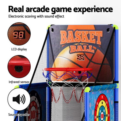 Basketball Arcade Game Electronic Scorer 3 Games Adjustable Kids Blue - Image 5
