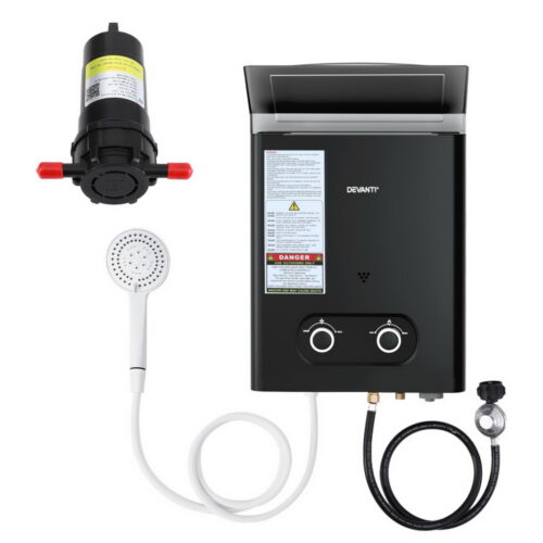 Devanti Portable Gas Water Heater LPG-powered System Black With Pump - Image 3
