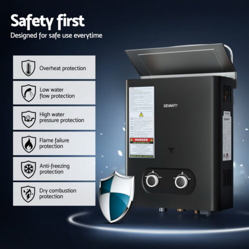 Devanti Portable Gas Water Heater LPG-powered System Black With Pump - Image 6