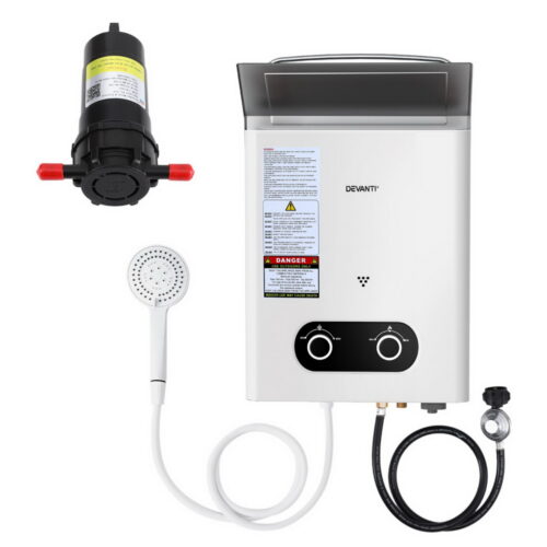 Devanti Portable Gas Water Heater LPG-powered System White With Pump - Image 3