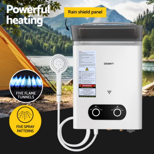 Devanti Portable Gas Water Heater LPG-powered System White With Pump - Image 4
