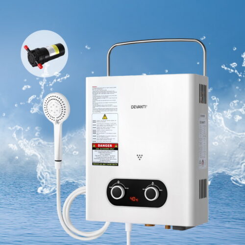 Devanti Portable Gas Water Heater LPG-powered System White With Pump - Image 8
