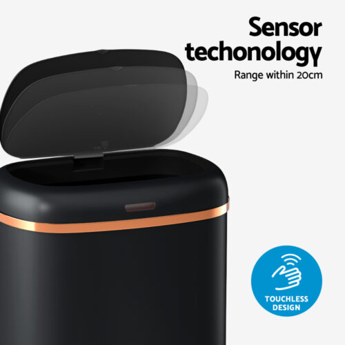 Devanti 38L Motion Sensor Bin Rubbish Automatic Black - Image 4