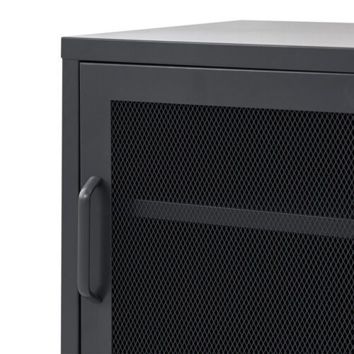 ArtissIn Bedside Table Mesh Door Cabinet - Black - Image 3
