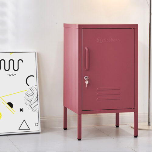 ArtissIn Bedside Table Metal Cabinet - MINI Pink - Image 2