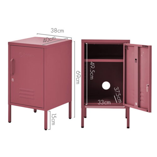 ArtissIn Bedside Table Metal Cabinet - MINI Pink - Image 6