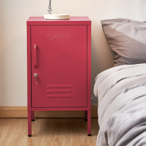 ArtissIn Bedside Table Metal Cabinet - MINI Pink - Image 7