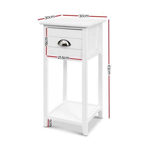 Artiss Bedside Table Vintage - THYME White - Image 2