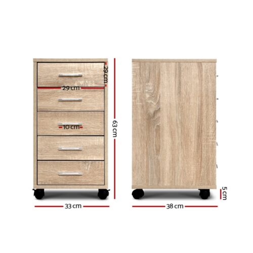 Artiss Filing Cabinet 5 Drawer Office Storage Organiser - Image 4