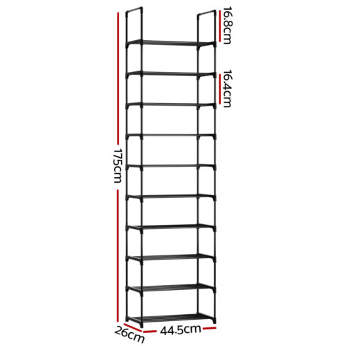 Artiss Shoe Rack DIY Stackable 10-tier Black Dunn - Image 4
