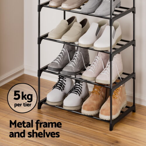 Artiss Shoe Rack DIY Stackable 10-tier Black Dunn - Image 7