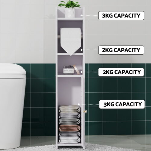 Artiss Bathroom Cabinet Toilet Roll Holder Tissue Organizer 3 Tier Floor Cabinet - Image 6