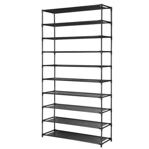 Artiss Shoe Rack Cabinet Stackable 50 Pairs 10-Tier Black - Image 3