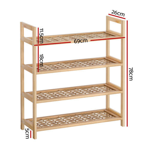 Artiss 4-tier Shoe Rack 12 Pairs Shoe Storage Weaved Shelves - Image 4
