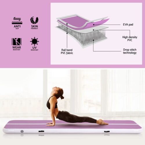 Everfit 3M Air Track Gymnastics Tumbling Exercise Yoga Mat W/ Pump Inflatable Purple - Image 4
