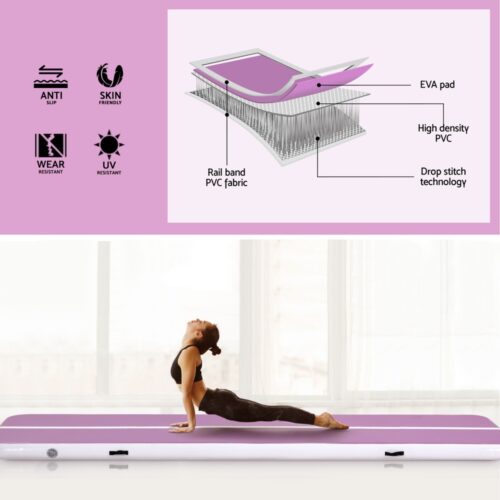 Everfit 4M Air Track Gymnastics Tumbling Exercise Cheerleading Mat Inflatable Purple - Image 4
