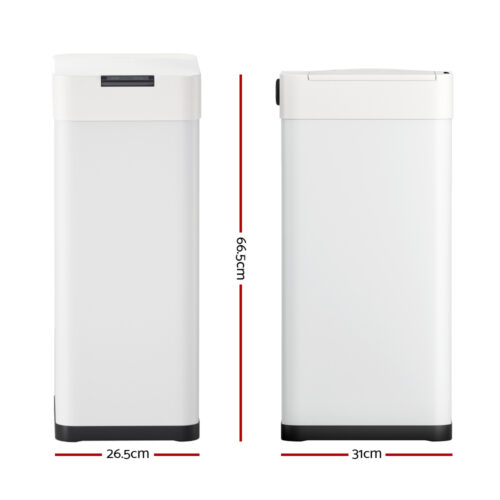 Devanti 50L Sensor Bin Motion Rubbish Bins Kitchen Automatic Trash Can White - Image 2