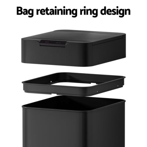 Devanti 50L Sensor Bin Motion Rubbish Bins Kitchen Automatic Trash Can Black - Image 5