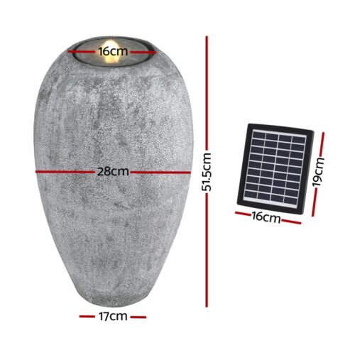 Gardeon Solar Fountain Water Feature Outdoor Fountain LED Lights Beige - Image 2