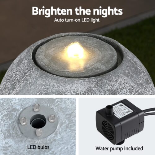 Gardeon Solar Fountain Water Feature Outdoor Fountain LED Lights Beige - Image 5