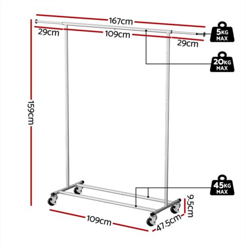 Artiss Clothes Rack Airer Rail Coat Stand Adjustable Hanger - Image 2