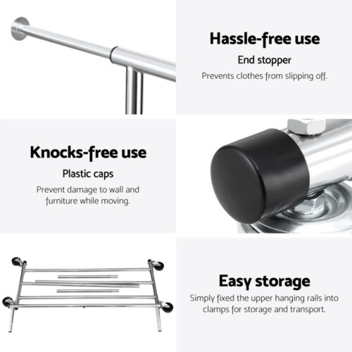Artiss Clothes Rack Airer Rail Coat Stand Adjustable Hanger - Image 6