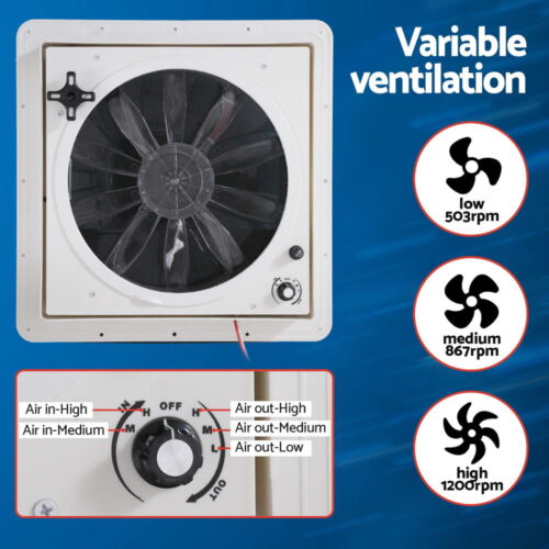 Weisshorn Caravan Air Vent Roof Hatch 12V Shower Fan Reversible Airlfow Rainy Use Camper - Image 5