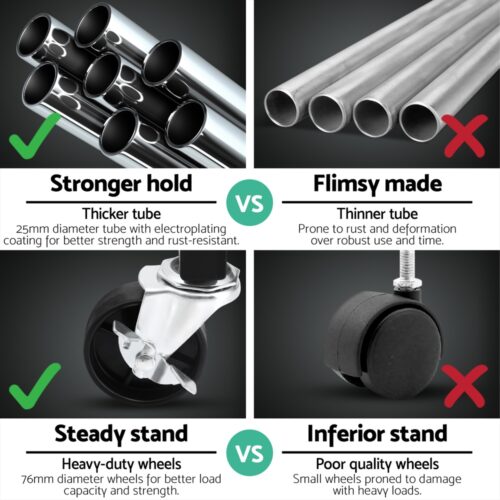Artiss Clothes Rack Double Rod Airer Rail Coat Stand Adjustable Hanger - Image 5
