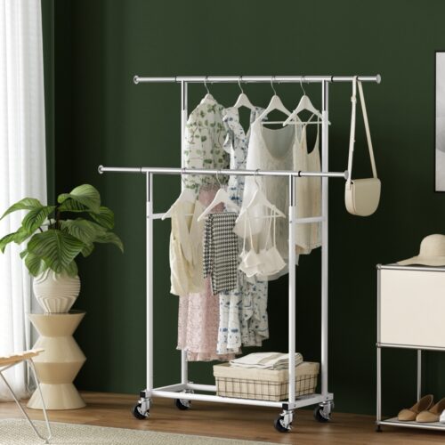 Artiss Clothes Rack Double Rod Airer Rail Coat Stand Adjustable Hanger - Image 7