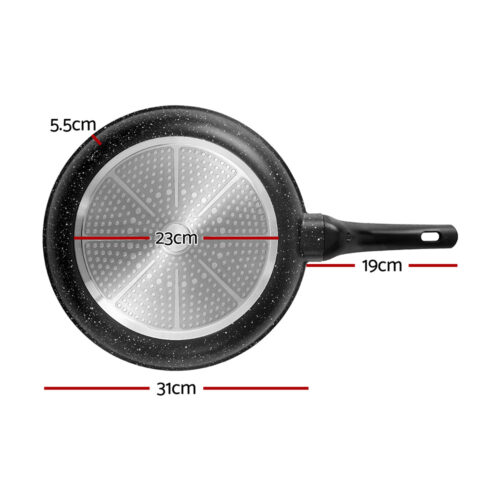 5-Star Chef Non Stick Frying Pan Cast Aluminium Steak Skillet BBQ Cookware 30cm - Image 2