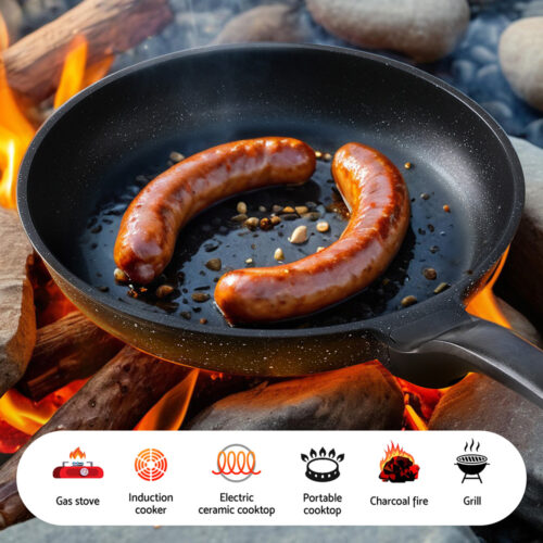 5-Star Chef Non Stick Frying Pan Cast Aluminium Steak Skillet BBQ Cookware 30cm - Image 6