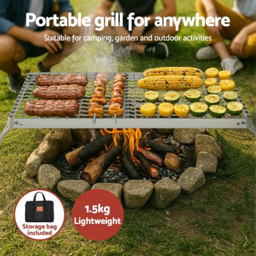 Grillz Portable BBQ Grill Charcoal Smoker Foldable Camping Outdoor - Image 6