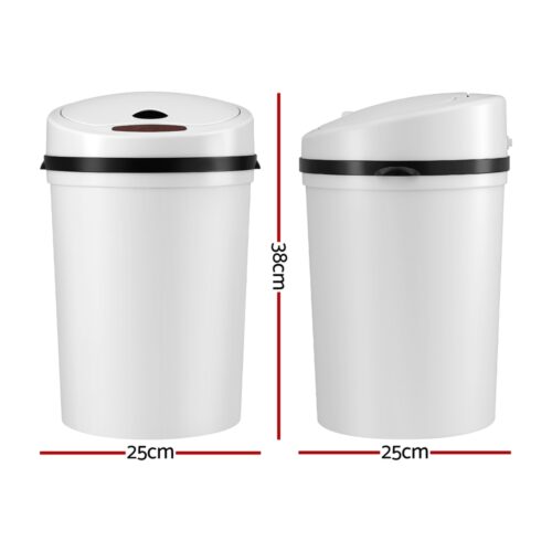 Devanti Sensor Bin Motion Rubbish Bins Kitchen Automatic Trash Can White 9L - Image 2