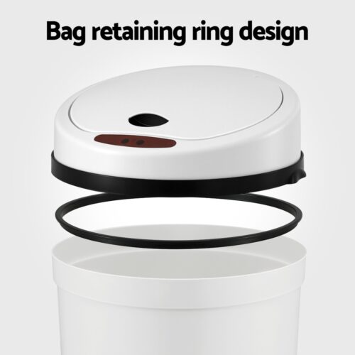 Devanti Sensor Bin Motion Rubbish Bins Kitchen Automatic Trash Can White 9L - Image 5