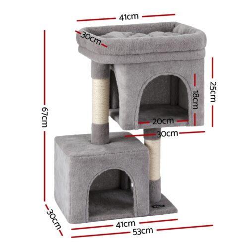 i.Pet Cat Tree 67cm Tower Scratching Post Trees Scratcher Condo House Light Grey - Image 2