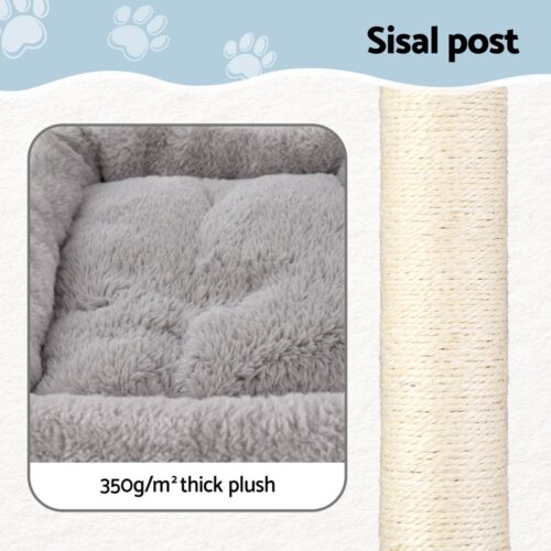 i.Pet Cat Tree 67cm Tower Scratching Post Trees Scratcher Condo House Light Grey - Image 6