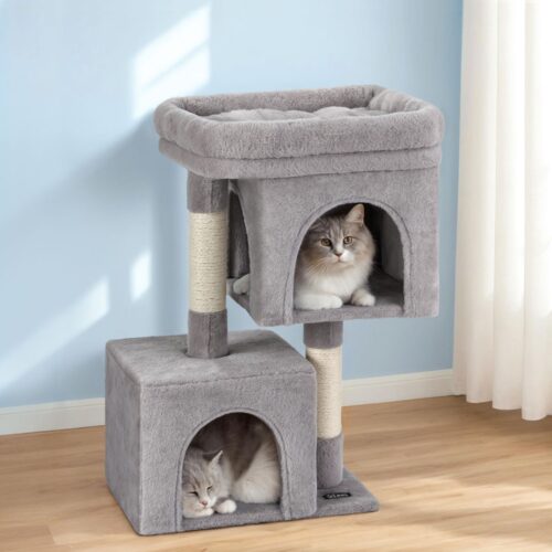 i.Pet Cat Tree 67cm Tower Scratching Post Trees Scratcher Condo House Light Grey - Image 7