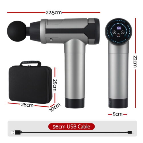 Everfit Massage Gun 30 Speed 6 Heads Vibration Muscle Massager Chargeable Black - Image 2