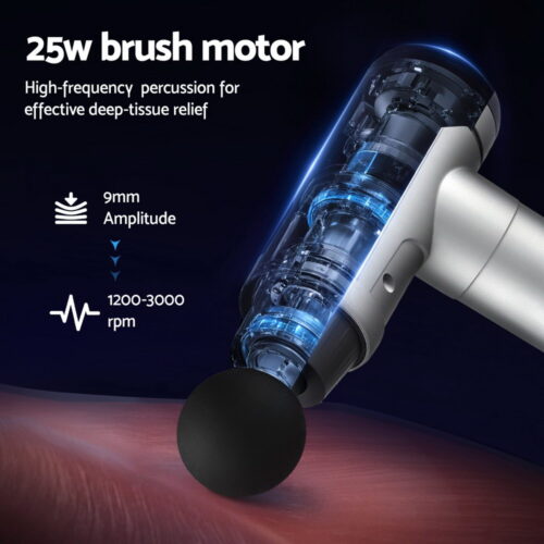 Everfit Massage Gun 30 Speed 6 Heads Vibration Muscle Massager Chargeable Black - Image 4