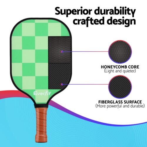 Everfit Pickleball Paddle Set Fiberglass with Balls Bag Tournament Kit 2PCS Pickle Balls Rackets - Image 5