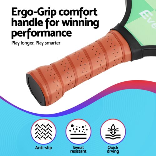 Everfit Pickleball Paddle Set Fiberglass with Balls Bag Tournament Kit 2PCS Pickle Balls Rackets - Image 6