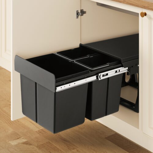 Cefito Pull Out Bin Kitchen Triple Slide Garbage Rubbish Bins Basket Blcak 31L - Image 7