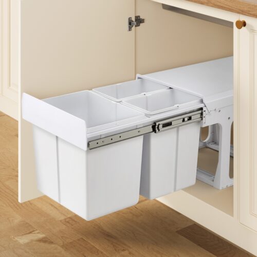 Cefito Pull Out Bin Kitchen Triple Slide Garbage Rubbish Bins Basket White 31L - Image 7