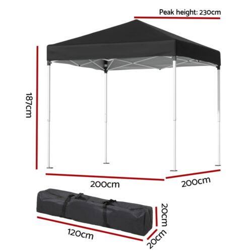 Instahut Gazebo 2x2m Outdoor Patio Garden Marquee Shade Black - Image 2