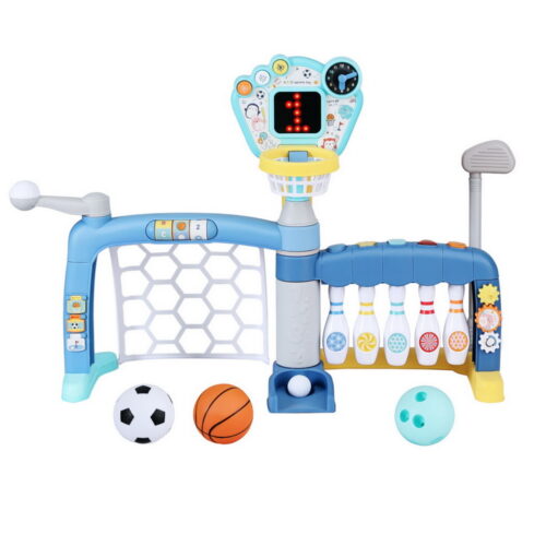 Keezi Kids Basketball Hoop Stand Bowling Baseball Golf Game Sports Toys Set Blue - Image 3