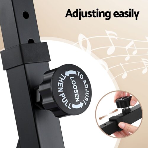 Alpha Heavy Duty Adjustable Piano Stand with Lockable Wheels Z-Stand Black - Image 6