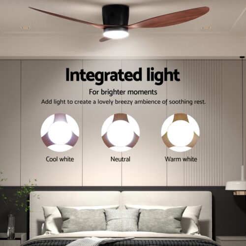 Devanti 52'' Ceiling Fan DC Motor w/Light w/Remote - Dark Wood - Image 4