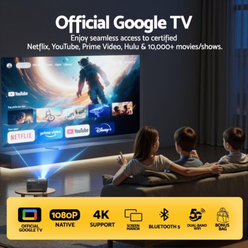 Devanti Video Project 4K 1080P Official Google TV 5G Wifi Home Cinema - Image 4