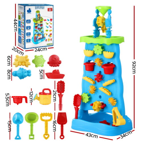 Keezi Kids Sand and Water Table Waterfall Wall Sandpit Toys Beach Shovel - Image 2